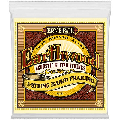 Encordoamento Banjo 5 cordas Ernie Ball 2061 Earthwood Bronze 80/20 Frailing - Loop End