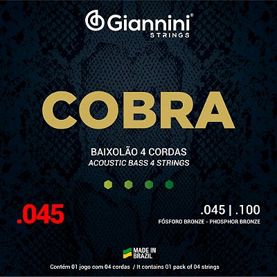 Encordoamento Baixolão 4 cordas Giannini 045-100 GEEBASF Cobra Phosphor Bronze