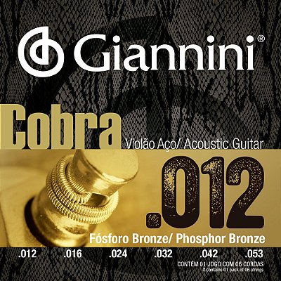 Encordoamento Violão Giannini 012-053 Cobra Phosphor Bronze GEEFLKSF