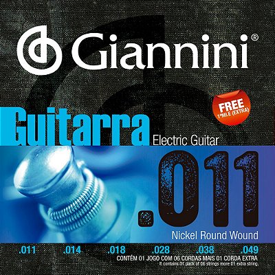Encordoamento Guitarra Giannini 011-049 Nickel Round Wound GEEGST11