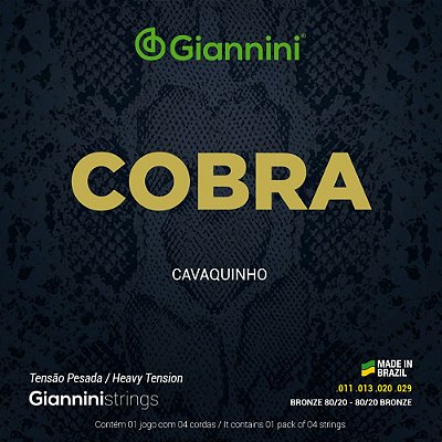 Encordoamento Cavaquinho Giannini Cobra Bronze 80/20 CC82H Pesada 011-029