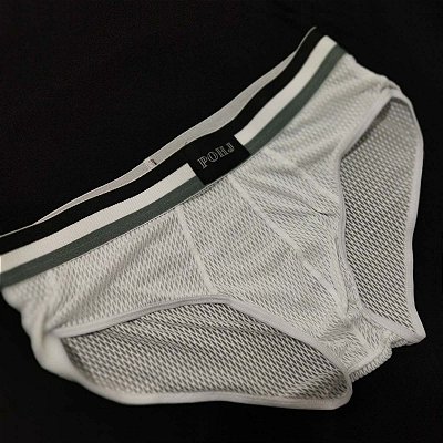 CUECA SLIP BRANCA SEMITRANSPARENTE