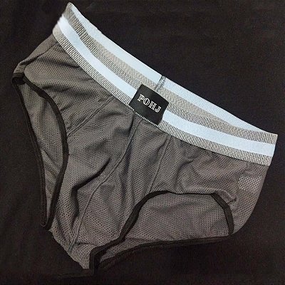 CUECA SLIP CINZA SEMITRANSPARENTE