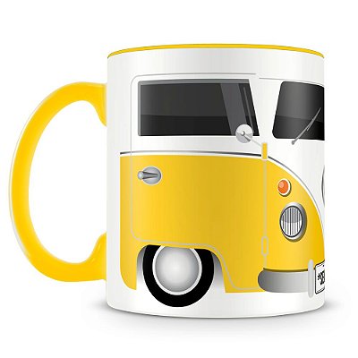 Caneca Personalizada Kombi Amarela (Com Nome)