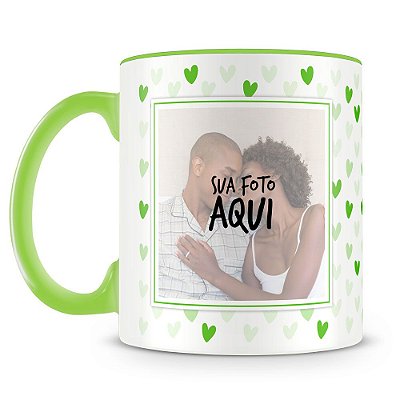 Caneca Personalizada Corações - Verde (2 Fotos)