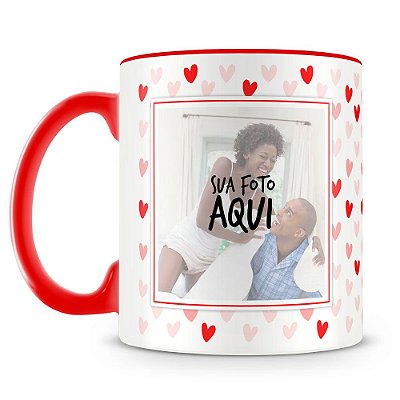 Caneca Personalizada Corações - Vermelho (2 Fotos)