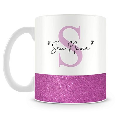 Caneca Personalizada Base Glitter Roxo (Com Nome)