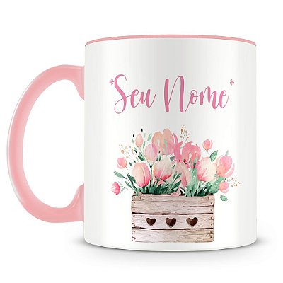 Caneca Personalizada Flores (Com Nome)