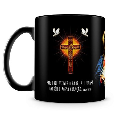 Caneca Personalizada Coração de Jesus (100% Preta)