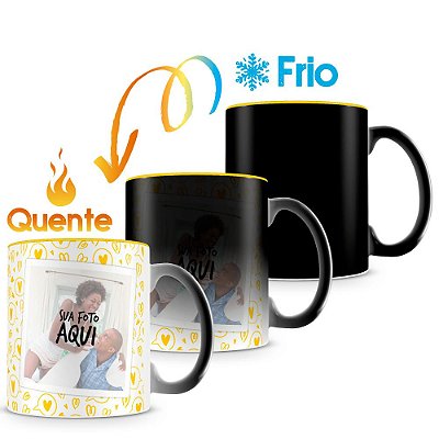 Caneca Mágica Personalizada Interior Amarelo - Amor (2 Fotos)