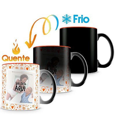 Caneca Mágica Personalizada Interior Laranja - Amor (2 Fotos)