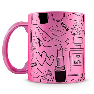 Caneca Personalizada Perolada Rosa - Maquiagem Diva