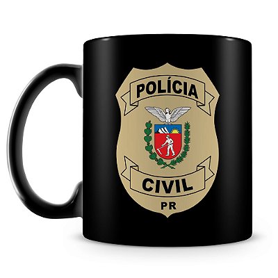 Caneca Polícia Civil do Paraná 100% Preta (Com Nome)