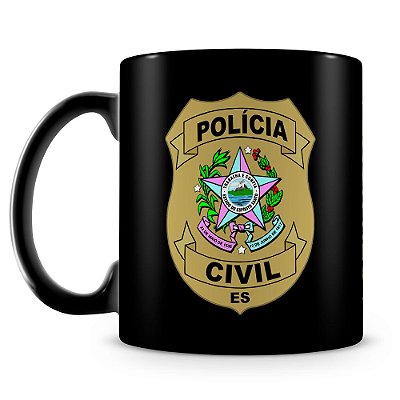Caneca Polícia Civil do Espírito Santo 100% Preta (Com Nome)