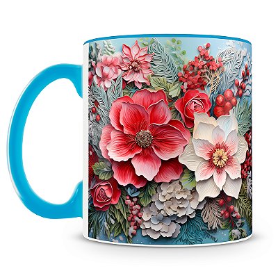 Caneca Estampada Flores 3D (Mod.1)