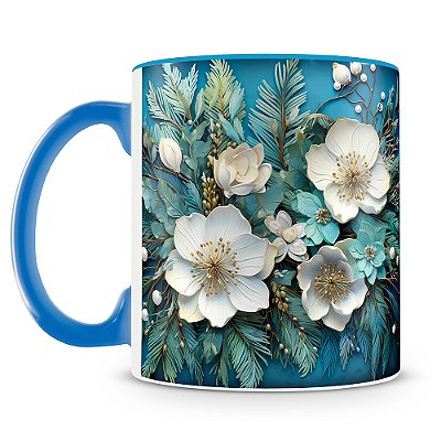 Caneca Estampada Flores 3D (Mod.2)