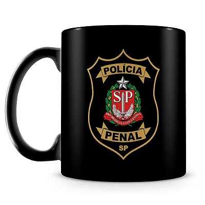 Caneca Polícia Penal de São Paulo 100% Preta (Com Nome)