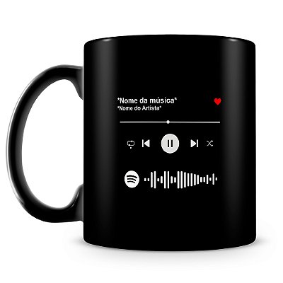 Caneca Personalizada com Foto e Música Spotify 100% Preta (Mod.3)