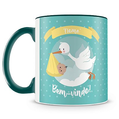 Caneca Personalizada Bem-Vindo Bebê Menino (Com Nome)