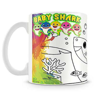 Caneca Personalizada Baby Shark para Colorir
