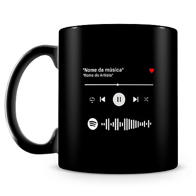 Caneca Personalizada com Música Spotify 100% Preta