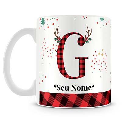 Caneca Alfabeto Natalino – Letra G (Com Nome)