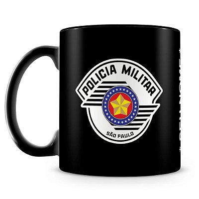 Caneca Polícia Militar de São Paulo 100% Preta (Com Nome)