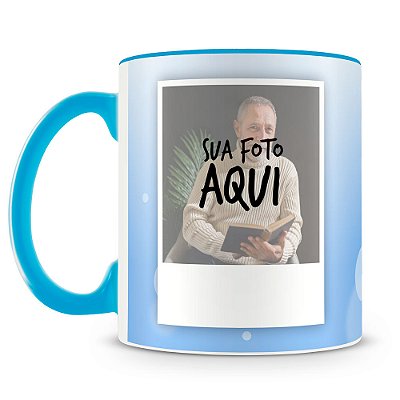 Caneca Feliz Aniversário - Azul (Foto e Nome)