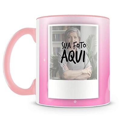 Caneca Feliz Aniversário - Rosa (Foto e Nome)