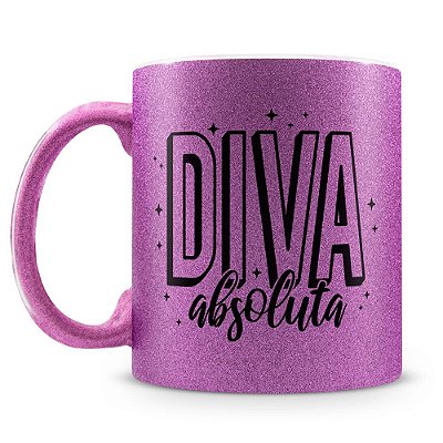 Caneca Personalizada Glitter Roxo - Diva Absoluta