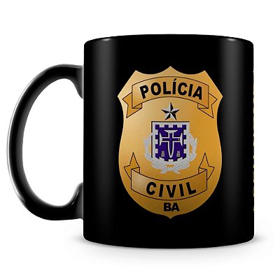 Caneca Polícia Civil da Bahia 100% Preta (Com Nome)