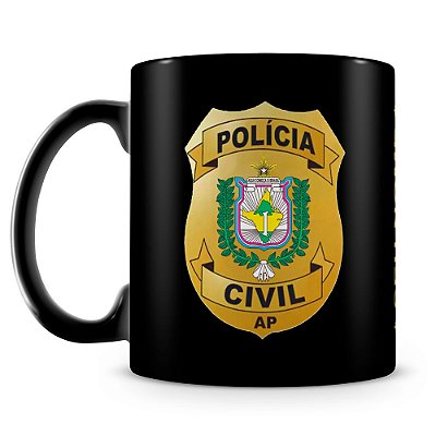 Caneca Polícia Civil do Amapá 100% Preta (Com Nome)