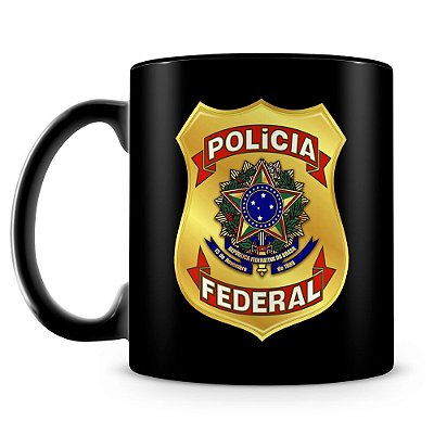 Caneca Personalizada Polícia Federal (100% Preta)