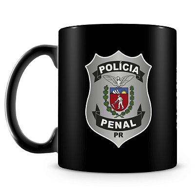 Caneca Polícia Penal do Paraná 100% Preta (Com Nome)