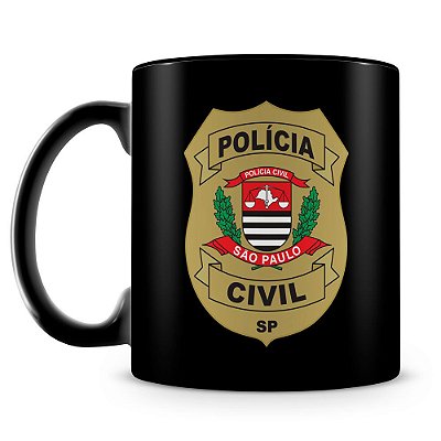 Caneca Polícia Civil de São Paulo 100% Preta (Com Nome)