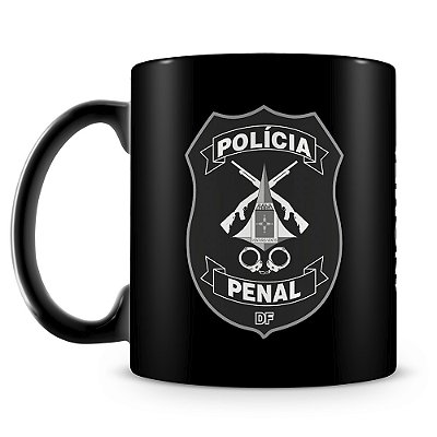 Caneca Polícia Penal do Distrito Federal 100% Preta (Com Nome)