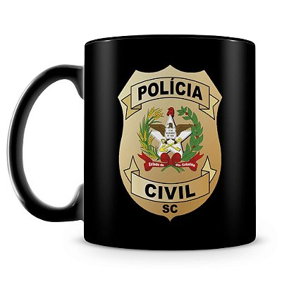 Caneca Polícia Civil de Santa Catarina 100% Preta (Com Nome)