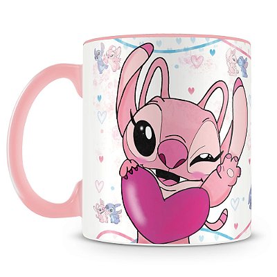 Stitch e Angel - Coração Rosa