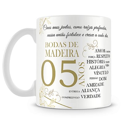 Caneca Bodas de Madeira (Com Foto)