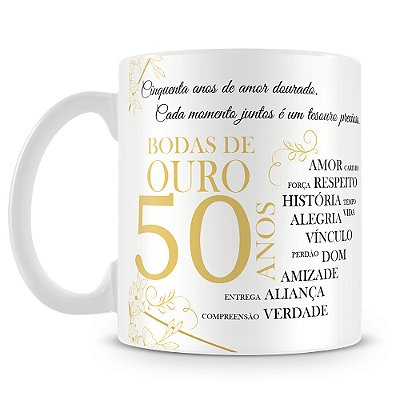 Caneca Bodas de Ouro (Com Foto)