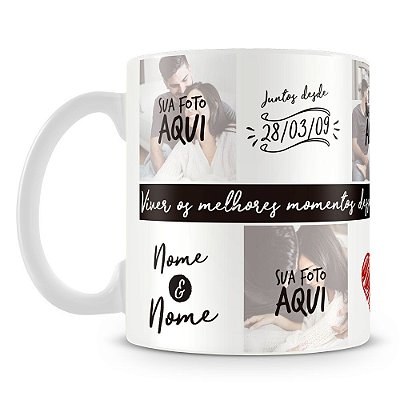 Caneca Preta Personalizada - LGBT com Nome do Casal