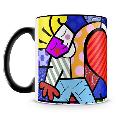 Caneca Personalizada Romero Britto Hearts Kids (Preta)