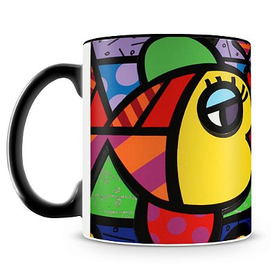 Caneca Personalizada Romero Britto Peixinhos (Preta)