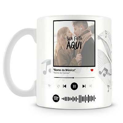 Caneca Personalizada com Foto e Música Spotify (Mod.2)