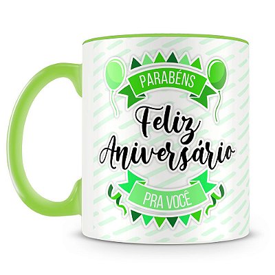 Caneca Personalizada Aniversário - Verde (Foto e Nome)