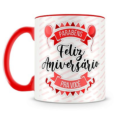 Caneca Personalizada Aniversário - Vermelha