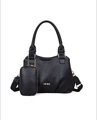 Kit Bolsa Rosa Amora+bolsinha (com alças trançadas)