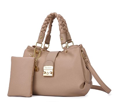 Bolsa com detalhes frontal fecho metal