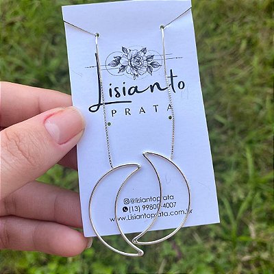 Brinco de Lua Vazado com Gancho - Prata 925