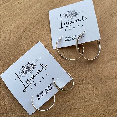 Brinco Argola Fio Meia Cana Grosso - Prata 925